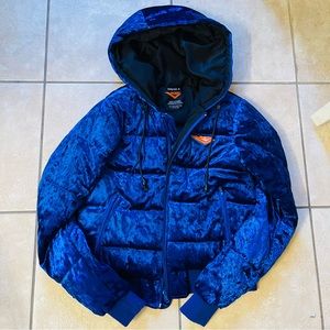 PONY x Forever 21 crushed velvet puffer hoodie